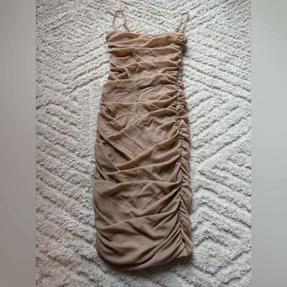 Oh Polly Gold Shimmery midi dress